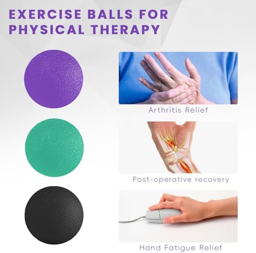Ortarco 3 Pack Stress Balls for Adults, Hand Strengthening Devices Exercise Balls Physical Therapy Ball, Squeeze Balls for Hand Therapy, Hand Exerciser for Hand Finger Forearm Wrist Training and Relax