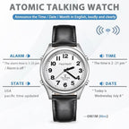 Hearkent Atomic American English Talking Watch Speaks Clear and Loud Time, Date and Alarm time Stretch Band is Best Gift for Senior,Visually impaired, or Blind People