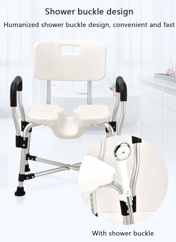 Shower Bath Chair,Height Adjustable Shower Stool Shower Chair for Elderly and Disabled,with Non-Slip Suction Foot Pads and Armrest Backrest A