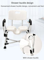 Shower Bath Chair,Height Adjustable Shower Stool Shower Chair for Elderly and Disabled,with Non-Slip Suction Foot Pads and Armrest Backrest A