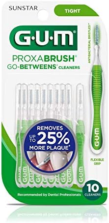 GUM Proxabrush Go-Betweens Tight Interdental Brushes – Soft Bristle Dental Picks for Plaque Removal, Health & Braces Care, 10 Count (Pack of 6) 60 Total