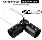 SVNR Heavy Duty 1 Inch Bay Window Corner Curtain Rod Connector, Set of 1 Black Stainless Steel Metal Hinged Elbow Connectors with Screwdriver for Easy Installation