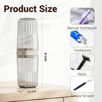 Toothbrush Travel Case, Large Enclosed Toothbrush and Toothpaste Holder Travel Container with Rinse Cup, Portable Bathroom Tooth Brush Storage Case Cover Protector for Traveling, Clear Grey