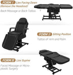 OmySalon Fully Electric Salon Facial Bed Chair, Multi-Purpose Massage Tattoo Lash Waxing Table, Height Backrest Footrest Adjustable, for Beauty Barber Spa, Black