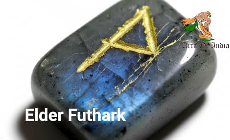 Labradorite Gemstone Rune Stones with Elder Futhark Alphabet Engraved 25 pcs Rune Set Crystal Divination Metaphysical Healing Chakra Reiki Runes Set