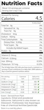 SaltWise Salicornia Green Salt – 50% Less Sodium, Plant-Based Salt Substitute, 100% Dehydrated Salicornia, Natural Umami, No additives (7.05 oz / 200g)