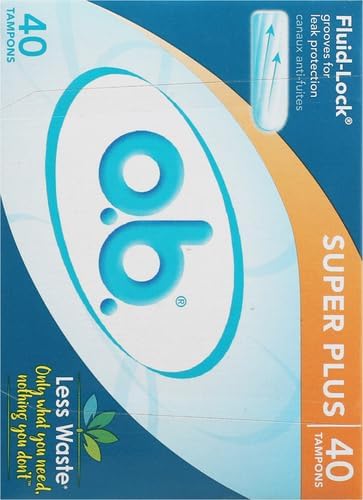 o.b. Tampons Super Plus | Non-Applicator | Unscented | 40 Count | Pack of 2
