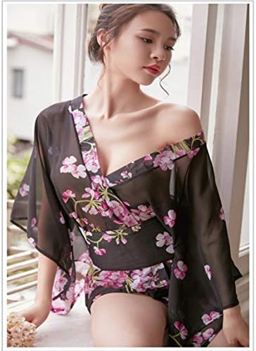 SINGUYUN Japanese Kimono Lingerie For Women Print Dress Pajamas Cosplay Lingerie Set Sexy