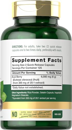 Carlyle Acai Berry Capsules | 250 Count | Non-GMO & Gluten Free Acai Berry Extract