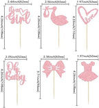 Gyufise 36 Pack Oh Baby Cupcake Toppers It's a Girl Cupcake Toppers with Bow Dress Love Heart Pink Glitter Cake Picks Decorations for Baby Shower Girl Birthday Party Supplies