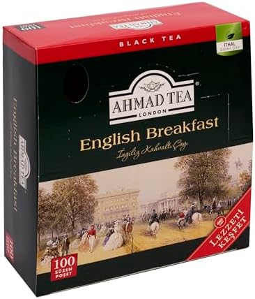 Ahmad Tea Black Tea, English Breakfast Teabags individually wrapped in foil, 100 ct - Caffeinated & Sugar-Free