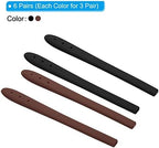 Glasses End Tips, 6 Pairs Eyeglass Anti Slip Ear Sock Pieces Tube Sleeve Soft Silicone for Rectangle Thin Metal Eyeglass Temple Style 6, Black Brown