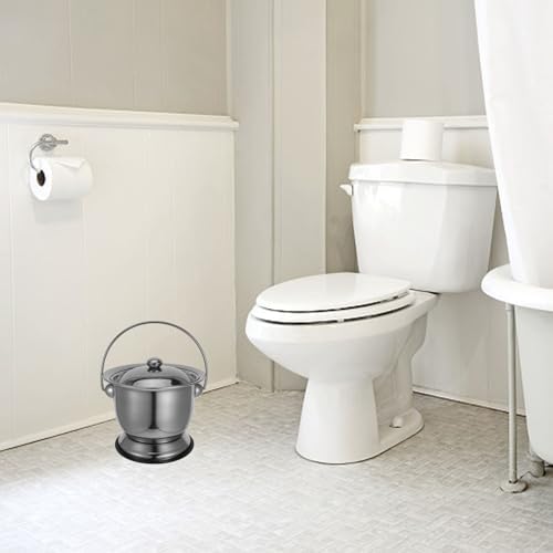 Beaupretty Stainless Steel Urine Bucket Pot with Lid 9.84 Inch Portable Chamber Pot for Adults Elderly Pregnant Women Bedpan for Home and Camping
