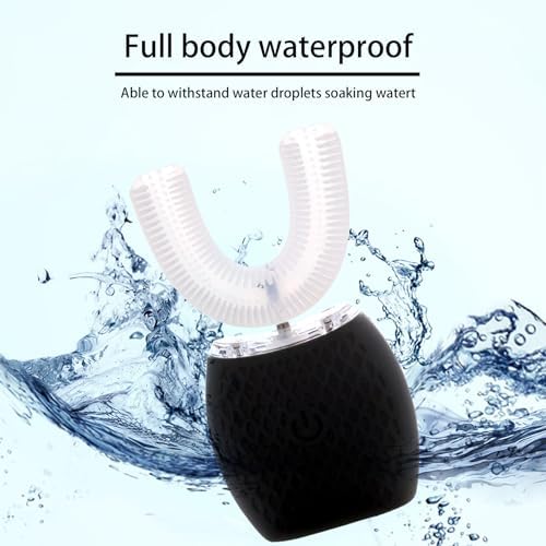 Ultrasonic Toothbrush for Adults - Automatic Electric Toothbrush with Soft Bristles Waterproof & Washable Rechargeable Portable Design with Wireless Charging 30'' Timer for Travel & Home Use (Black)