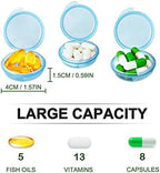 Pill Organizer for Pocket, Mini Pill Box for Pocket Purse, Portable Travel Pill Container, Small Secure Storage for Supplements & Daily Care (Blue 6 PCS)