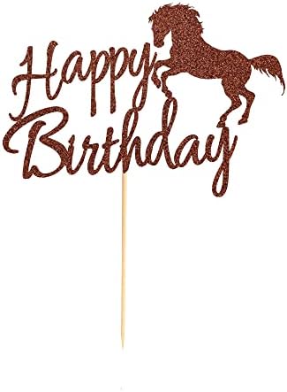 Horse Happy Birthday Cake Topper, Horse Racing Theme Party Decoration for Boys, Girls, Men, Women & Kids