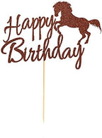 Horse Happy Birthday Cake Topper, Horse Racing Theme Party Decoration for Boys, Girls, Men, Women & Kids