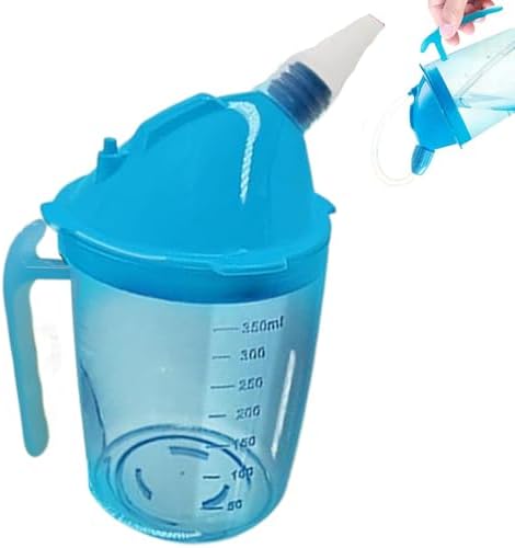 Adult Sippy Cups with Long Straw Spill & Choke Proof 350ml PP Elderly Sippy Cup with Handle Food Grade Scaled Beakers for Elderly Disabled Patient Maternity,Sippy Cup with Handles