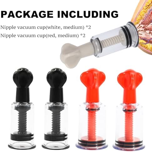 Jesakmie 2 Pair Big Size Red Nipple Correctors for Breastfeeding Women Monther, Nipple Puller Vacuum Suction Cupping Device Nipple Suckers for Flat and Inverted Nipples (BigBlack BigRed)