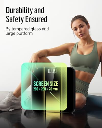 RunStar Digital Bathroom Scale for Body Weight with High Precision, Clear LED Backlight Display, Accurate Scale with 6mm Tempered Glass, 400lb