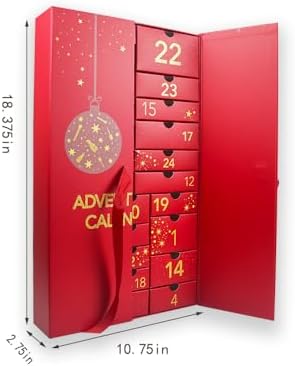 Empty advent calendar 2025 24 days Valentine's Day Large to Fill Cosmetics, Makeup, Perfume Packaging Gift Box, Christmas EID Ramadan Cardboard DIY (Red)