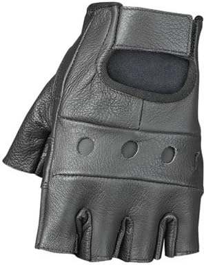 Raider BCS-500-XXL Leather Fingerless Men's Motorcycle Premium Driving Gloves (Black, XX-Large)