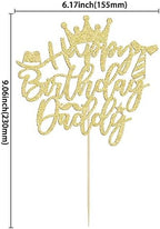 Gyufise 1PC Happy Birthday Daddy Cake Topper Gold Glitter Best Dad Father's Day Cake Pick for Dad Birthday Father's Day Party Cake Decorations Supplies