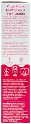 RADIUS USDA Organic Kids Toothpaste 3oz Non Toxic Chemical-Free Gluten-Free Designed to Improve Gum Health for Children's 6 Months and Up - Dragon Fruit - Pack of 1