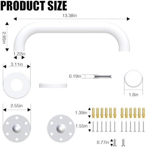 ROTHLEY 12 Inch Grab Bar for Bathtubs and Showers: Stainless Steel Shower Grab Bar Wall Mounted Shower Handle with Concealed Screws for Handicapped Elderly and Seniors (Matte White)