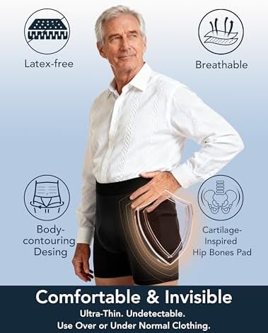 TIICHOO Men's Hip Protector Underwear Fall Injury Prevention Hip Pads for Seniors Cotton Boxer Briefs
