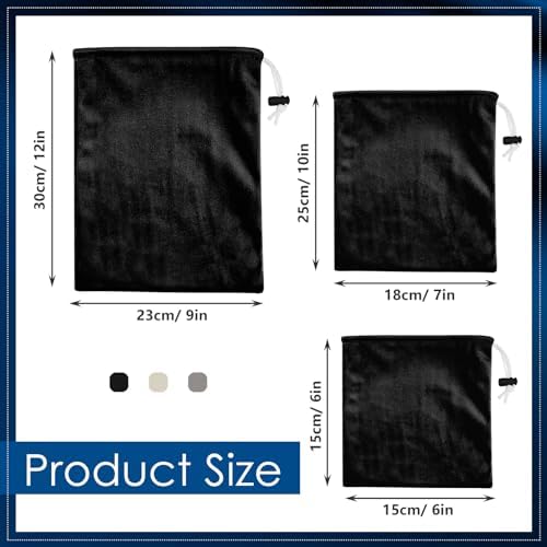 Amylove 9 Pcs Satin Game Toy Storage Bag Silk Drawstring Bags Gift Bags Pouches for Lightweight Toys Organizer Stuff Sack Foldable Travel Pouch for Women, 3 Sizes(Black, Beige, Light Gray)