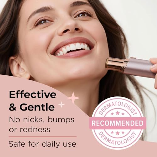 Kradaa Facial Hair Removal for Women: Electric Face Razor with LED Light - Painless & Instant Results Mini Shaver for Travel Use (Rose Gold)