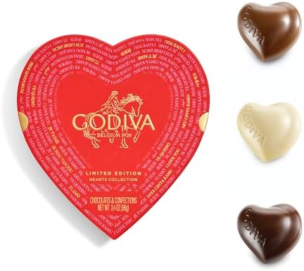 Godiva Gold Heart Belgian Chocolate Box, Assorted Chocolates with Ganache and Pralinés, Elegant Valentine’s Day Gift for Her, 9 Pc