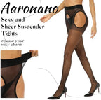 Suspender Tights for Women Sheer Garter Pantyhose Control Top Thigh High Stockings
