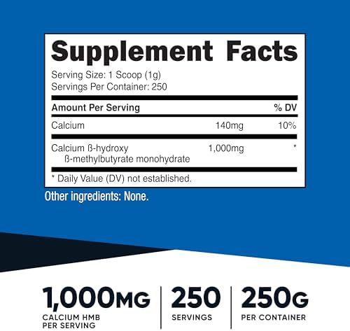 Nutricost HMB Powder (Beta-Hydroxy Beta-Methylbutyrate) 250 Grams - Gluten Free & Non-GMO