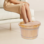 YIYIBYUS Cedar Wood Foot Bath Bucket with Lid & Massage Roller, 10.36 Lbs Wooden Foot Soaking Tub for Relaxation and Spa, Handmade Solid Wood Foot Basin with Galvanized Hoop, 30-Minute Heat Retention
