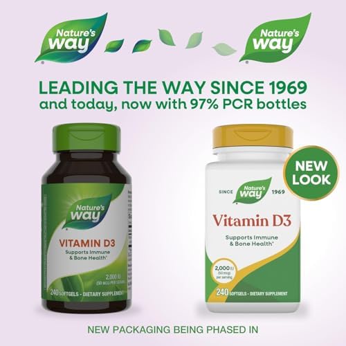 Nature's Way Vitamin D3 Extra Strength(1), Supports Bone Health and Immune Function*, 2000 IU (50 mcg per Serving), 240 Softgels (Packaging May Vary)