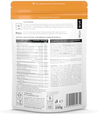 Immunity Booster Powder, Easy to Use Vegan Immune Booster with Vitamin D, A, B, C, & K, NRV Zinc, Plus Ginger Extract (25 Portions) (Normal)