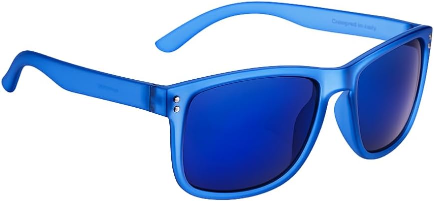proSPORT Reader Sunglasses Blue Mirror Lenses Full Magnification Outdoor Horn Rim Golf Driving No Bifocal Line +100 to +400