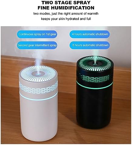 SIXRUN Desktop Humidifier Night Light Colorful Humidifier USB, Car Mini Desktop USB Power for Office Bedroom with LED Night Light (Pink)