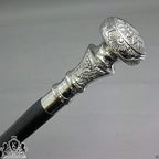 Vintage Antique Walking Cane Wooden Walking Stick Silver Brass Handle Knob Gift, 39 Inch, Black