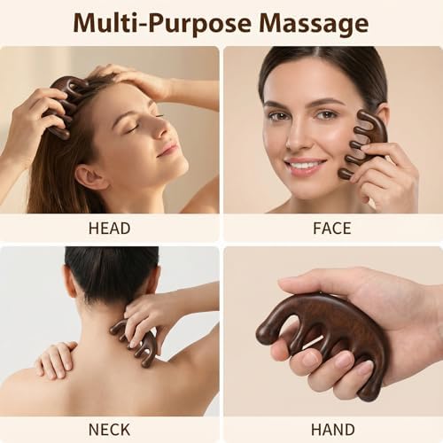 Sandalwood Massage Comb, Wooden Hair Growth Scalp Massager Comb, Gua Sha Head Massage Tool for Relaxation, Sandalwood Meridian Scalp for Hair Growth with Gift Bag, Comfier Scalps Relaxation Brush