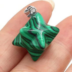 2Pcs Natural Stone Merkaba Pendant Malachite Opal Crystal for Making Necklace Earrings Jewelry Accessories-Rainbow_Stone