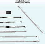7 Pcs Ear Pick Earwax Removal Kit, BetyBedy Ear Cleansing Tool Set, Ear Curette Ear Wax Remover Tool with Cleaning Brush and Storage Box, Sliver