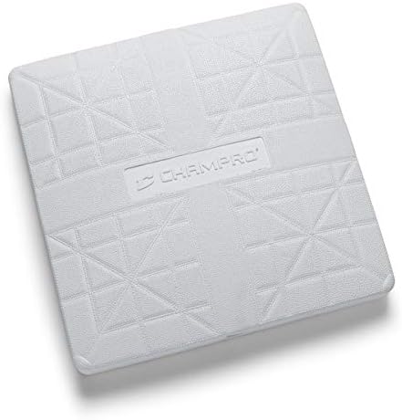 CHAMPRO Pro Style Molded Rubber Base Set of 3 Ground Anchored Bases for Baseball and Softball, White, 15" x 3"