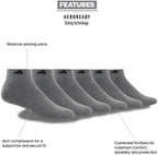 adidas Men's Athletic Cushioned Low Cut Ankle Socks (6 Pairs) Durable & Comfortable