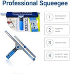Professional Squeegee - Premium Quality Silicone Rubber Blades with Ergonomic Handle for Streak-Free Cleaning - Perfect for Windows, Shower Doors, and Railings
