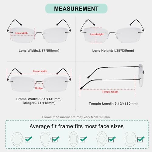Eyekepper Ladies Frameless Reading Glasses - Lightweight Rimless Readers for Women