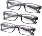 MODFANS Set of Reading Glasses for Men Women Readers with Comfortable Spring Hinge Stylish Look with Pouch