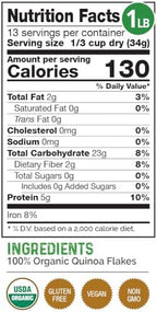 HerbaZest Quinoa Flakes Organic – 1 LB – USDA Certified, Vegan & Gluten Free Superfood – Perfect with Yogurt, Cereal, Smoothies, Granola & Desserts